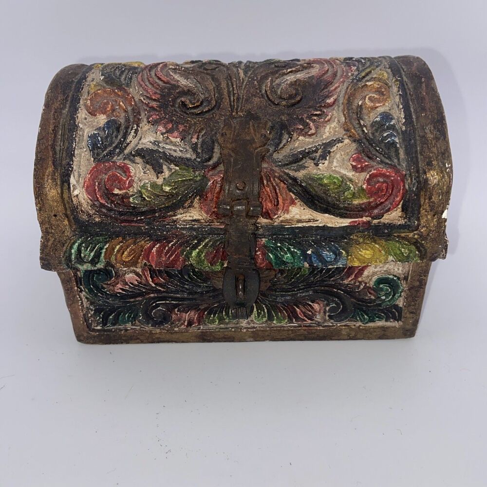 Hand Carved Hinged Decorative Wooden Domed Trinket Keepsake Box